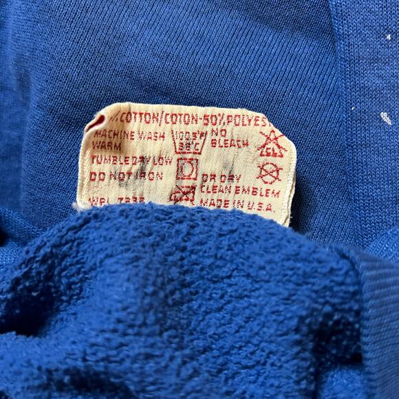 Vtg Russell Athletic Blue Crewneck Sweatshirt Mens Size Small Thrashed Grunge - Picture 3 of 4